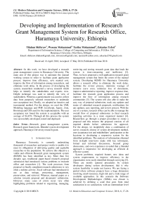 Developing and implementation of research grant management system for research office, Haramaya university, Ethiopia
