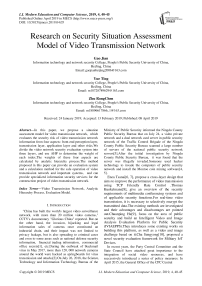 Research on security situation assessment model of video transmission network