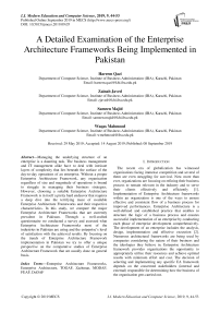 A detailed examination of the enterprise architecture frameworks being implemented in Pakistan
