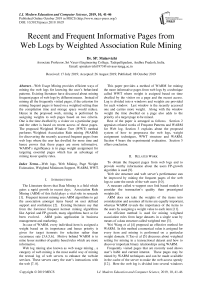 Recent and frequent informative pages from web logs by weighted association rule mining