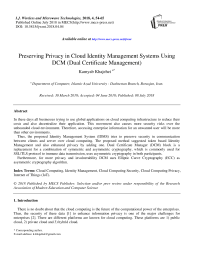 Preserving privacy in cloud identity management systems using DCM (Dual Certificate Management)