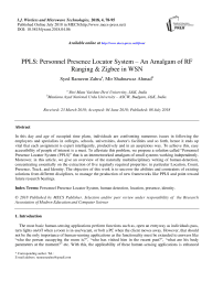 PPLS: personnel presence locator system – an amalgam of RF ranging & Zigbee in WSN