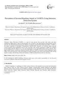 Prevention of session hijacking attack in VANETs using intrusion detection system
