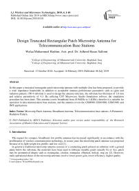 Design truncated rectangular patch microstrip antenna for telecommunication base stations