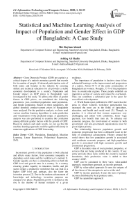 Statistical and Machine Learning Analysis of Impact of Population and Gender Effect in GDP of Bangladesh: A Case Study
