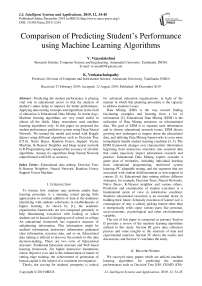 Comparison of Predicting Student’s Performance using Machine Learning Algorithms