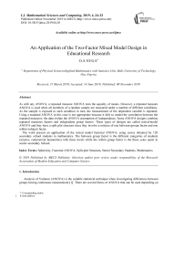 An Application of the Two-Factor Mixed Model Design in Educational Research