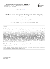 A Study of Power Management Techniques in Green Computing