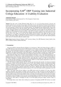 Incorporating SAP® ERP Training into Industrial College Education: A Usability Evaluation
