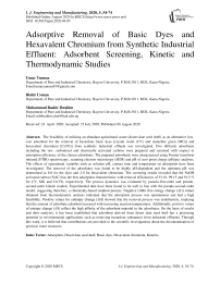 Adsorptive Removal of Basic Dyes and Hexavalent Chromium from Synthetic Industrial Effluent: Adsorbent Screening, Kinetic and Thermodynamic Studies