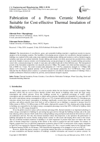Fabrication of a Porous Ceramic Material Suitable for Cost-effective Thermal Insulation of Buildings