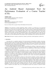An Android Based Automated Tool for Performance Evaluation of a Course Teacher (CTE)