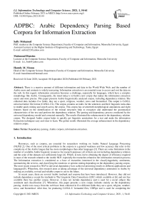 ADPBC: Arabic Dependency Parsing Based Corpora for Information Extraction