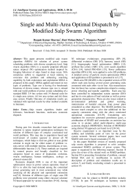 Single and Multi-Area Optimal Dispatch by Modified Salp Swarm Algorithm