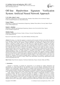 Off-line Handwritten Signature Verification System: Artificial Neural Network Approach