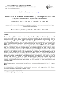 Modification of Maximal Ratio Combining Technique for Detection of Spectrum Hole in a Cognitive Radio Network