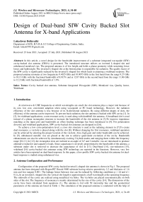Design of Dual-band SIW Cavity Backed Slot Antenna for X-band Applications