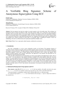 A Verifiable Ring Signature Scheme of Anonymous Signcryption Using ECC