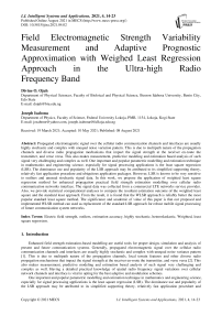 Field Electromagnetic Strength Variability Measurement and Adaptive Prognostic Approximation with Weighed Least Regression Approach in the Ultra-high Radio Frequency Band
