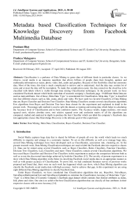 Metadata based Classification Techniques for Knowledge Discovery from Facebook Multimedia Database