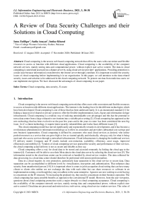 A Review of Data Security Challenges and their Solutions in Cloud Computing