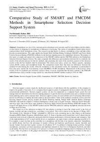 Comparative Study of SMART and FMCDM Methods in Smartphone Selection Decision Support System