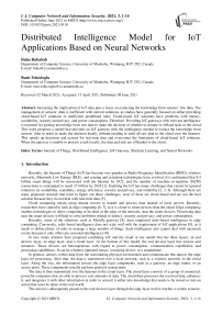 Distributed Intelligence Model for IoT Applications Based on Neural Networks