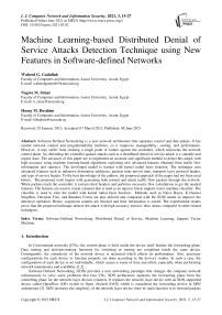 Machine Learning-based Distributed Denial of Service Attacks Detection Technique using New Features in Software-defined Networks