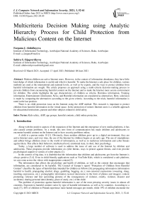 Multicriteria Decision Making using Analytic Hierarchy Process for Child Protection from Malicious Content on the Internet