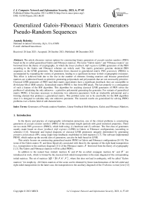 Generalized Galois-Fibonacci Matrix Generators Pseudo-Random Sequences