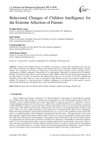Behavioral Changes of Children Intelligence for the Extreme Affection of Parents