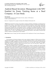 Android Based Inventory Management with NFC Enabled for Faster Tracking Items at a Steel Company: A Case Study