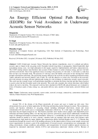 An Energy Efficient Optimal Path Routing (EEOPR) for Void Avoidance in Underwater Acoustic Sensor Networks