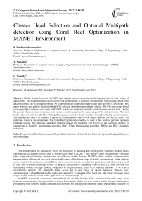 Cluster Head Selection and Optimal Multipath detection using Coral Reef Optimization in MANET Environment