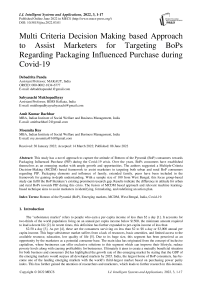 Multi Criteria Decision Making based Approach to Assist Marketers for Targeting BoPs Regarding Packaging Influenced Purchase during COVID-19