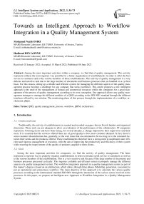 Towards an Intelligent Approach to Workflow Integration in a Quality Management System