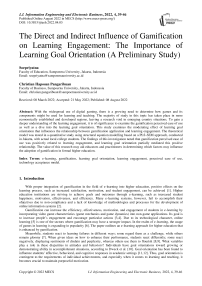 The Direct and Indirect Influence of Gamification on Learning Engagement: The Importance of Learning Goal Orientation (A Preliminary Study)