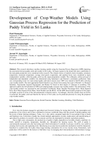 Development of Crop-Weather Models Using Gaussian Process Regression for the Prediction of Paddy Yield in Sri Lanka