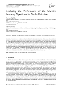 Analyzing the Performance of the Machine Learning Algorithms for Stroke Detection
