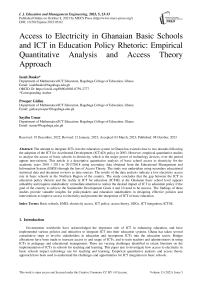 Access to Electricity in Ghanaian Basic Schools and ICT in Education Policy Rhetoric: Empirical Quantitative Analysis and Access Theory Approach