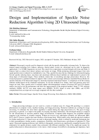 Design and Implementation of Speckle Noise Reduction Algorithm Using 2D Ultrasound Image