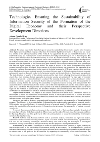 Technologies Ensuring the Sustainability of Information Security of the Formation of the Digital Economy and their Perspective Development Directions