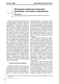 Московская областная ипотечная программа: состояние и перспективы