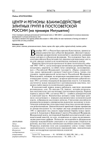 Центр и регионы: взаимодействие элитных групп в постсоветской России (на примере Ингушетии)