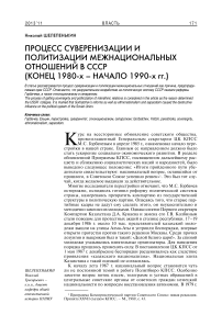 Процесс суверенизации и политизации межнациональных отношений в СССР (конец 1980-х – начало 1990-х гг.)