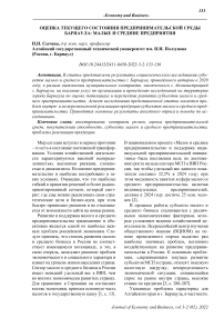 Оценка текущего состояния предпринимательской среды Барнаула: малые и средние предприятия