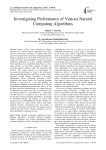 Investigating Performance of Various Natural Computing Algorithms