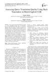 Assessing Query Translation Quality Using Back Translation in Hindi-English CLIR