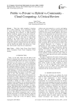 Public vs Private vs Hybrid vs Community - Cloud Computing: A Critical Review