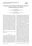 Reciprocity based Energy Efficient Cooperative Routing Protocol for WSNs